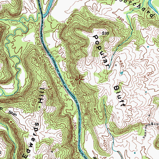 Topographic Map of Popular Bluff, KY