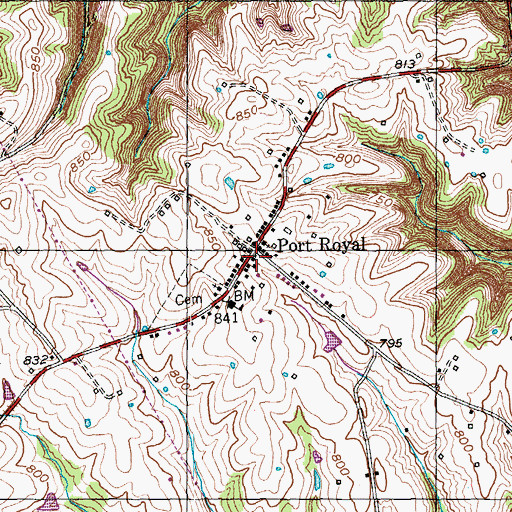 Topographic Map of Port Royal, KY