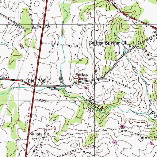 Topographic Map of Porter Cemetery, KY