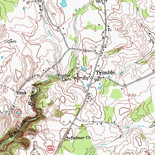 Topographic Map of Porter Cemetery, KY