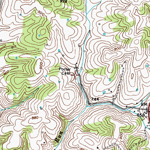 Topographic Map of Porter Cemetery, KY