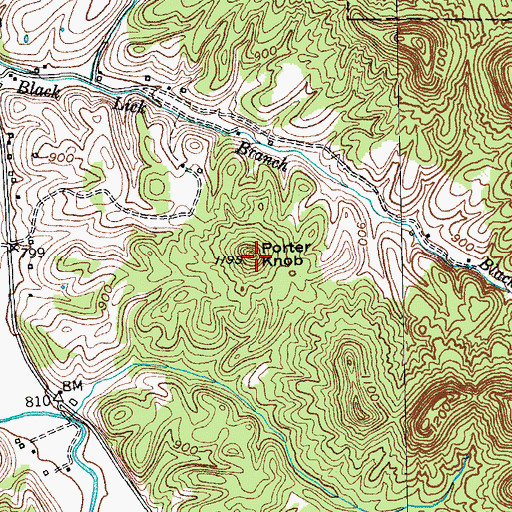 Topographic Map of Porter Knob, KY