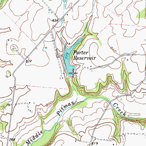 Topographic Map of Porter Reservoir, KY