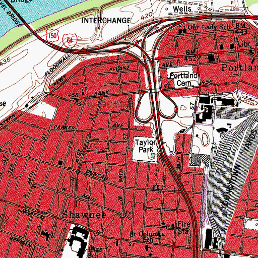 Topographic Map of Portland, KY