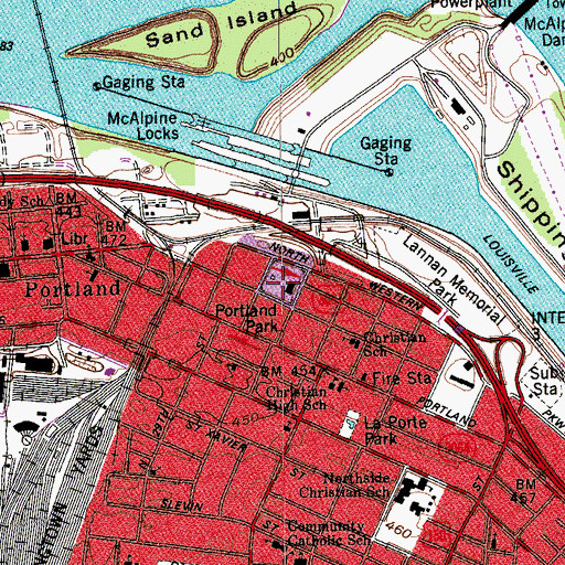 Topographic Map of Portland Park, KY
