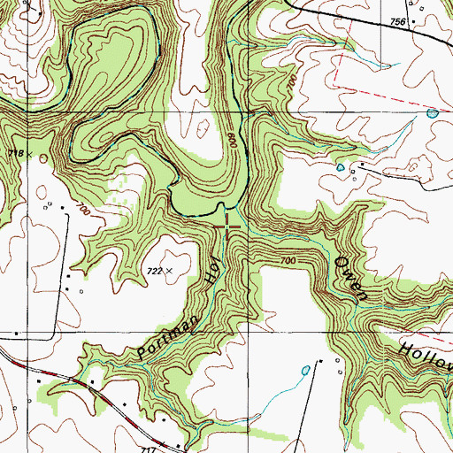 Topographic Map of Portman Hollow, KY