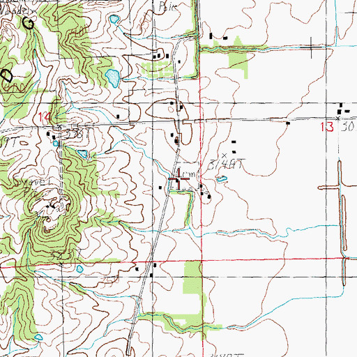 Topographic Map of Hill Church, AR