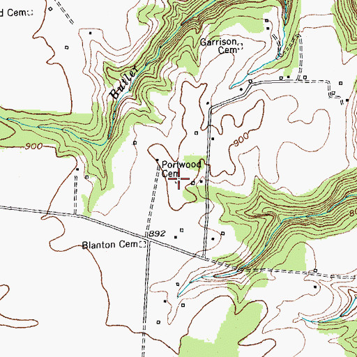 Topographic Map of Portwood Cemetery, KY