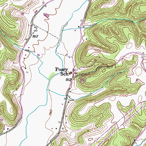 Topographic Map of Posey School, KY