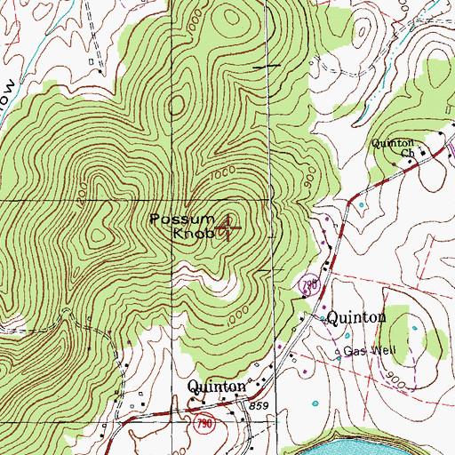 Topographic Map of Possum Knob, KY
