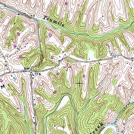 Topographic Map of Possum Ridge, KY