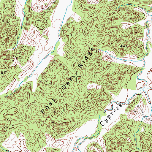 Topographic Map of Post Oak Ridge, KY