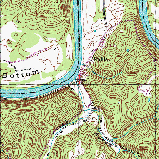 Topographic Map of Pot Ripple Creek, KY