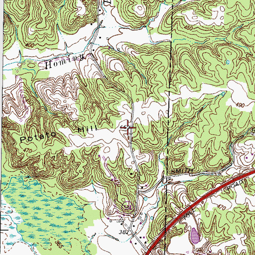 Topographic Map of Potato Hill, KY