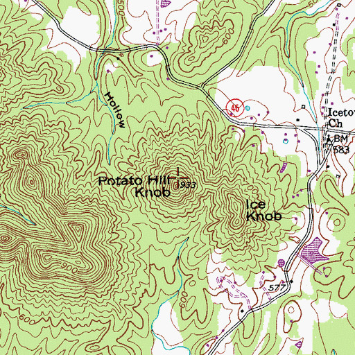 Topographic Map of Potato Hill Knob, KY