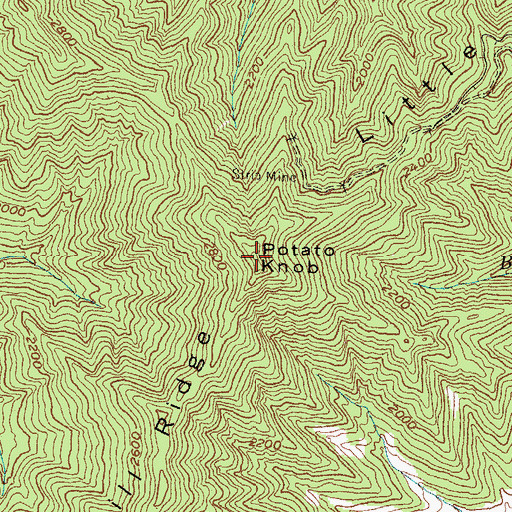 Topographic Map of Potato Knob, KY
