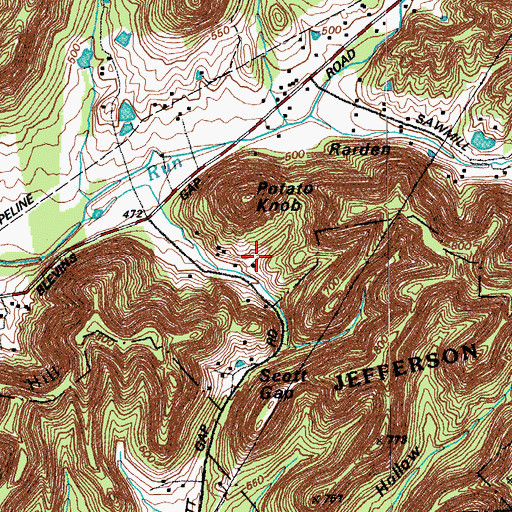 Topographic Map of Potato Knob, KY