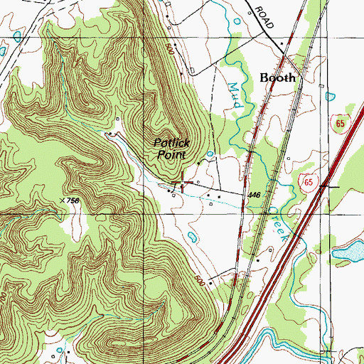 Topographic Map of Potlick Point, KY