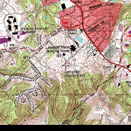 Topographic Map of Campbell County Cemetery, KY