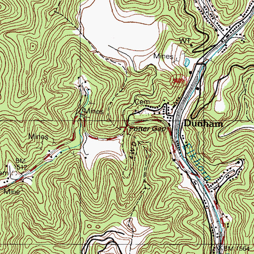 Topographic Map of Potter Gap, KY