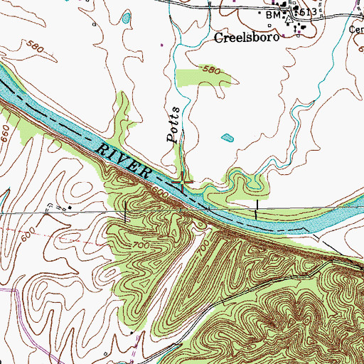 Topographic Map of Potts Branch, KY