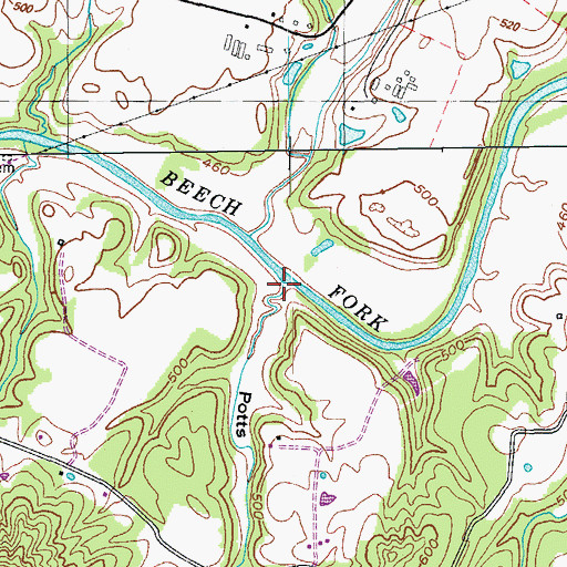 Topographic Map of Potts Hollow, KY