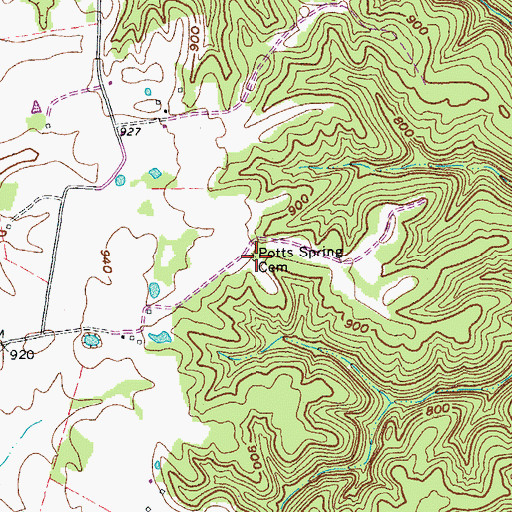 Topographic Map of Potts Spring Cemetery, KY