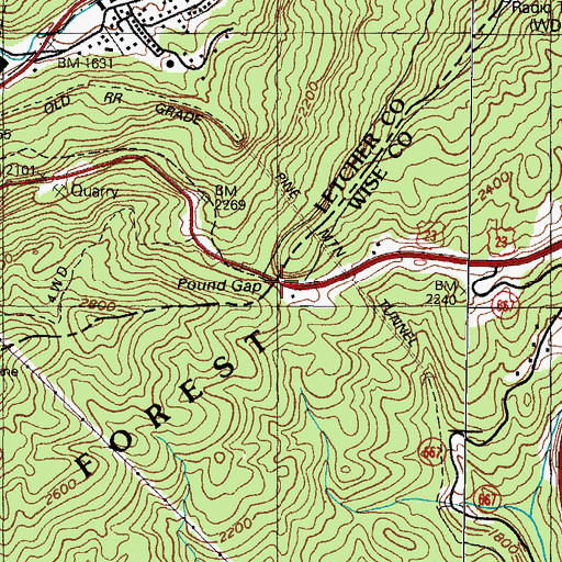 Topographic Map of Pound Gap, VA
