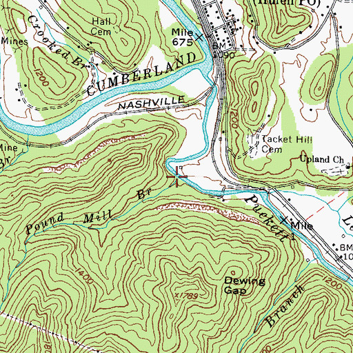 Topographic Map of Pound Mill Branch, KY