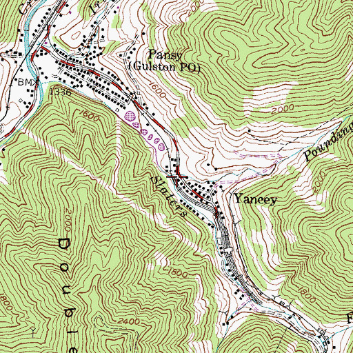 Topographic Map of Pounding Mill Branch, KY