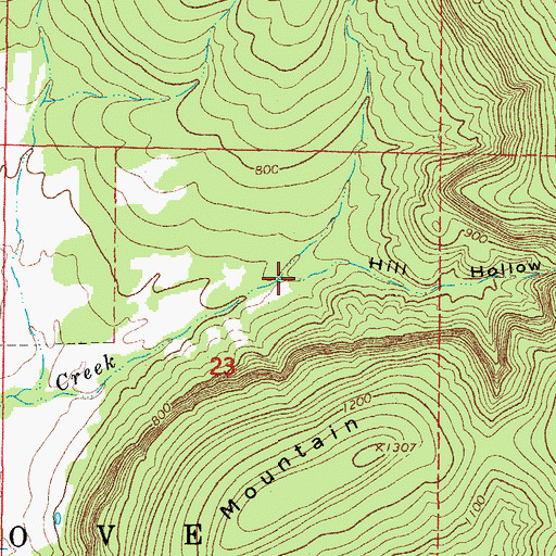 Topographic Map of Hill Hollow, AR