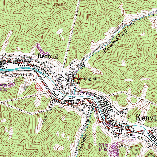 Topographic Map of Pounding Mill Cemetery, KY