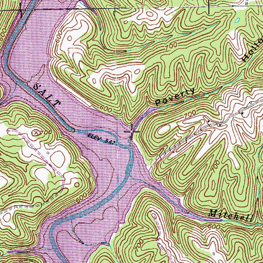 Topographic Map of Poverty Hollow, KY