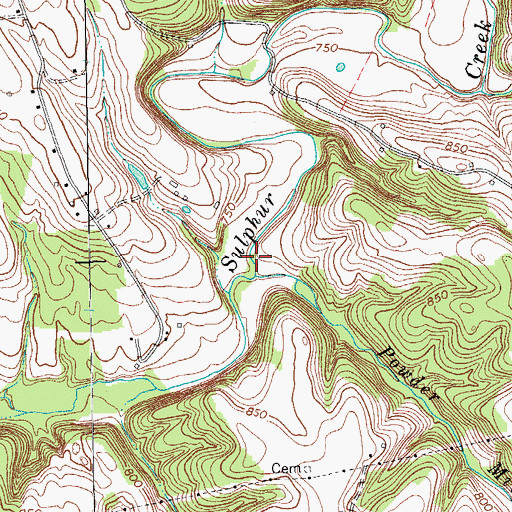 Topographic Map of Powder Mill Branch, KY