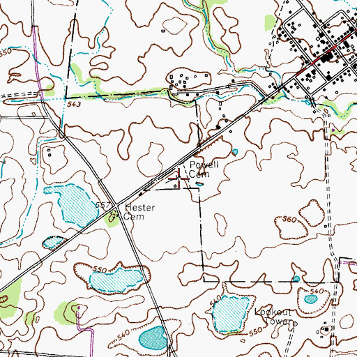 Topographic Map of Powell Cemetery, KY