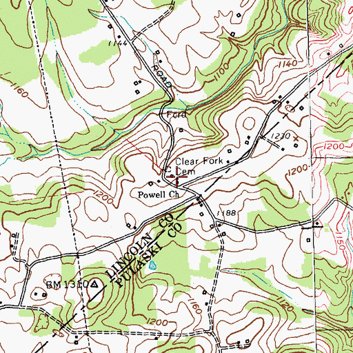 Topographic Map of Powell Church, KY