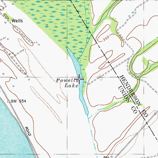 Topographic Map of Powells Lake, KY