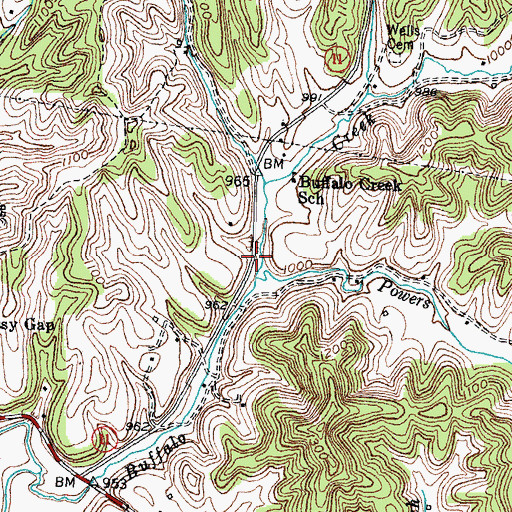 Topographic Map of Powers Branch, KY