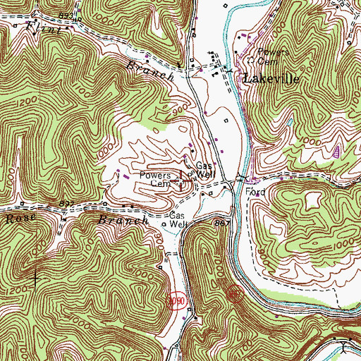 Topographic Map of Powers Cemetery, KY