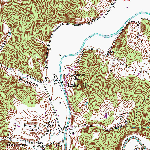Topographic Map of Powers Cemetery, KY