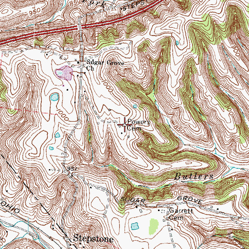 Topographic Map of Powers Cemetery, KY