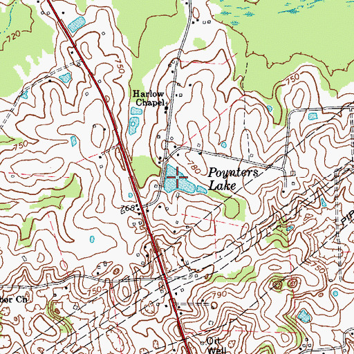 Topographic Map of Poynters Lake, KY