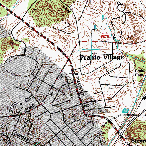 Topographic Map of Prairie Village, KY