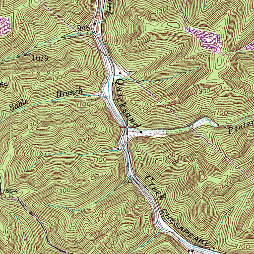 Topographic Map of Prater Branch, KY