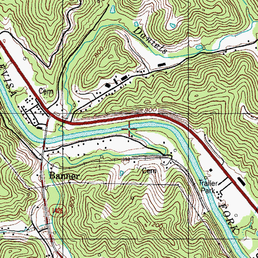 Topographic Map of Prater Creek, KY