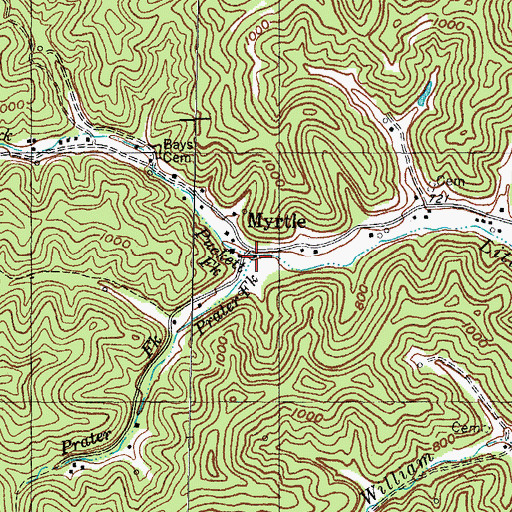 Topographic Map of Prater Fork, KY