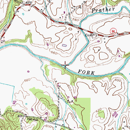 Topographic Map of Prather Creek, KY