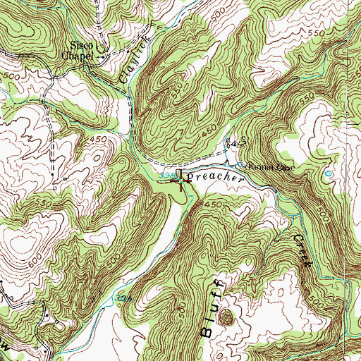 Topographic Map of Preacher Creek, KY
