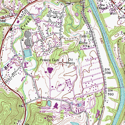 Topographic Map of Preece Cemetery, KY