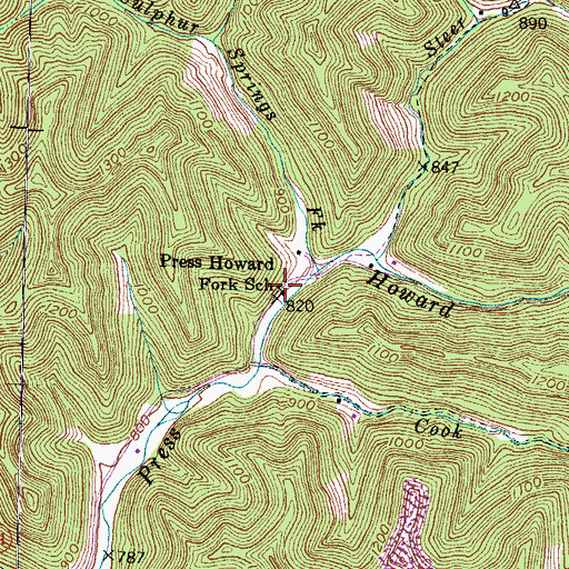 Topographic Map of Press Howard Fork School, KY